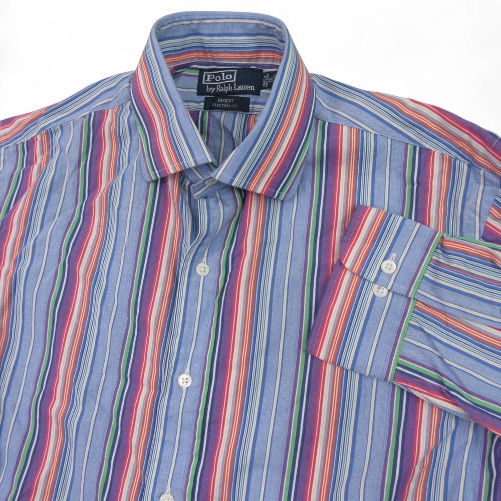 Polo Ralph Lauren Mens Button‎ Up Shirt M 16 32/33 Multicolor Striped Regent